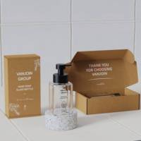 Flacon de 8oz personnalisé emballage de solution de savon liquide nouvelle bouteille en mousse pompe en métal 250ml 350ml bouteilles en verre nouveau design boîte exclusive