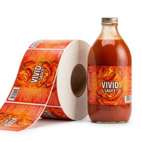 Étiquettes en vinyle imperméables imprimées sur mesure, autocollants découpés à la forme avec résistance aux UV et aux rayures pour l'emballage des pots de sauce et du thé