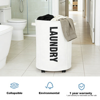 Panier à linge pliable en tissu imperméable avec couvercle, type autoportant pour rangement