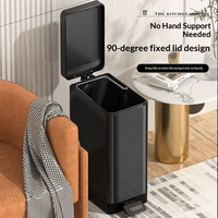 Poubelle à pédale fine en acier inoxydable 6L-18L pour salle de bain, bureau, maison, cuisine, avec couvercle à fermeture silencieuse et bac intérieur facile à nettoyer