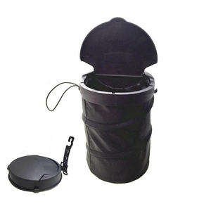 Sac de rangement de déchets de voiture, conteneur en plastique, pliable, noir, avec couvercle, personnalisable, logo, 50 unités - Product Image 1