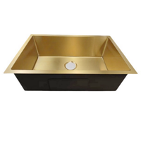 Ensemble d'éviers de cuisine à cuvette unique de calibre 16 en acier inoxydable de style encastré doré de 27x17 pouces