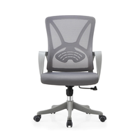 Chaise de bureau ergonomique en maille grise, grande taille, dossier moyen, confortable, pour personnel, moderne, pour bureau, école, hôpital