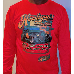 Magliette personalizzate da Hooligan (rosse) con marchio di Choppa 230gsm con ricamo personalizzato con motivo solido stampato in 3D" - Product Image 1