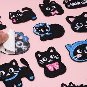 Patch brodé en polyester noir motif <span class=keywords><strong>chaton</strong></span>, fait main, pour veste matelassée, chaussures, chapeaux, sacs (Chine) - Product Image 2
