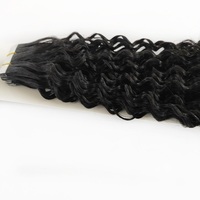 Extensions de cheveux humains naturels à boucles crépues douces, double épaisseur, couleur naturelle, à bandes adhésives, vente en gros directe usine