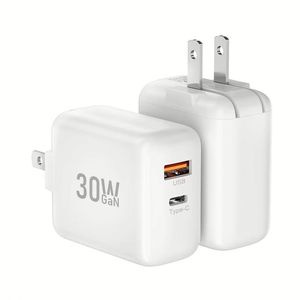 อะแดปเตอร์ชาร์จโทรศัพท์แบบพกพา USB-C PD 30W GaN ชาร์จเร็ว 2 พอร์ต สำหรับ Android - Product Image 1