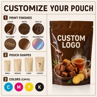 Sachet d'emballage personnalisé pour thé au gingembre et sucre roux, Doypack à fermeture éclair, pour boisson instantanée, doublé aluminium, pour la vente au détail