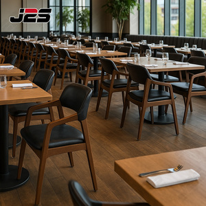 Silla de comedor de restaurante de cuero con marco de madera con diseño ergonómico para cafeterías y hoteles - Product Image 2