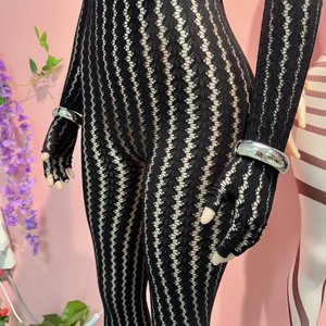 2026 <strong>Women</strong> Valentine See Through Seamless Striped Jacquard One Piece Long Sleeve Jumpsuit <strong>Sexy</strong> <strong>Outfits</strong> for Woman - Product Image 5
