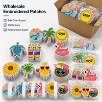 Parches al por mayor para ropa de verano, listos para enviar: Parche de palmera y coco con lentejuelas, Parche termoadhesivo de onda oceánica para chanclas.