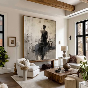 Peinture à l'huile peinte à la main en gros, œuvre d'art abstraite vintage sur toile, décoration intérieure de maison, décor architectural texturé 3D - Product Image 1