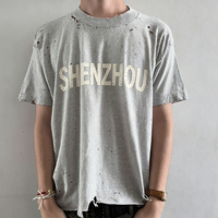 T-shirt Homme Streetwear Cropped Oversize Personnalisé en Coton Bio 100% Lavé Effet Vieilli Coupe Boxy
