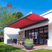 Cassette complète en aluminium robuste maison rétractable jardin extérieur parasol patio porche auvent avec éclairage LED