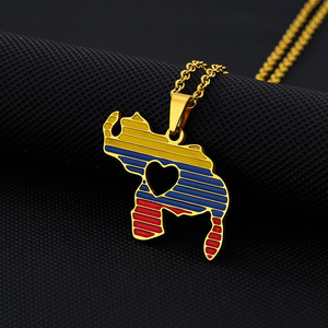 Collar con Colgante de Mapa de Venezuela para Mujer y Hombre, Cadena Fina con Dije de Corazón, Accesorios de Joyería, Nuevo Diseño - Product Image 2
