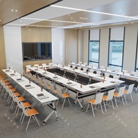 Ensemble table et chaises de formation modulable et mobile pour conférence, bureaux longs pour salle de classe, chaises de bureau, poste de travail pliable en métal pour personnel