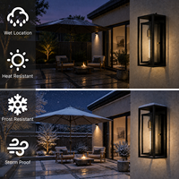 Applique murale extérieure en fer noir avec capteur crépusculaire ETL, verre transparent, faible MOQ, pour porche, garage, entrée, patio, maison