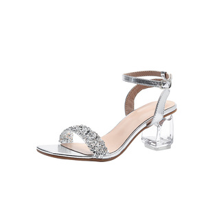 Fashion high-heeled sandals with open <b>toe</b>, elegant crystal heel, thick heel women's 2026 new style cool shoes for ladies - Product Image 6