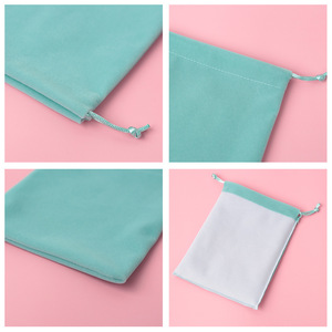 Bolsas de Terciopelo con Cordón, Color Verde Claro, Rectangulares, para Guardar Joyas, Embalaje para Regalos, 8x10cm, 5x7cm, 10x15cm, 13x18cm, 9x12cm, 7x9cm - Product Image 3