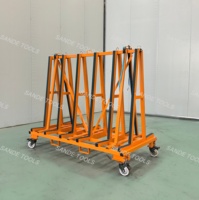 SANDE Étagère de présentation en acier en forme de A personnalisée avec chariot de transport à quatre roues pour dalles de granit, marbre et pierre