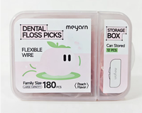 AIRKISS 180 pièces, cure-dents en nylon plastique à saveur pêche pour usage familial, pour le nettoyage des dents