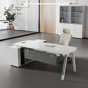 Özel High End <span class=keywords><strong>l</strong></span>üks ofis mobilyası patron masası ahşap kaplama <span class=keywords><strong>l</strong></span>-şekil yönetici başkan ceo'su ofis masası - Product Image 1
