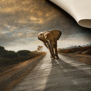 Murale Personalizzato con Elefanti della Savana, Carta da Parati in Tela a Olio, Arte dell'Africa al Tramonto - Product Image 2
