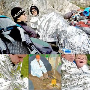 Sac de couchage d'urgence hybride en feuille de Mylar argentée pour survie en extérieur, isolation thermique, 200x100cm, 3 saisons - Product Image 4