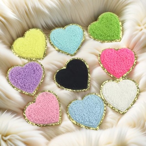 Gold Edge Heart Lighting Smile Face arcobaleno Glitter ciniglia ricamato toppe ferro per borsa abbigliamento - Product Image 5