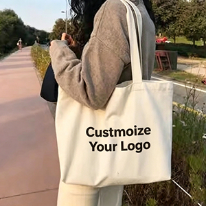 Borsa Tote Grande da Spiaggia e da Spesa <span class=keywords><strong>in</strong></span> Tela di Cotone Calico Biologico Riciclato con Logo Personalizzato Stampato per Donna - Product Image 1