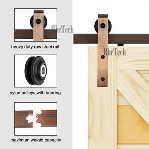 WEKIS M00002 - Juego de Herrajes para Puertas Corredizas de Estilo Rústico, Moderno, Comercial, con Acabado en Cobre Antiguo, para Interiores, Hazlo Tú Mismo - Product Image 2
