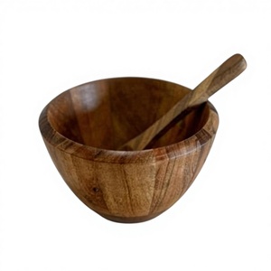 Tazón de Madera Natural Hecho a Mano para Servir Ensaladas y Frutas, Ecológico, Biodegradable, Vajilla de Madera Sólida para Decoración de Mesa de Cocina y Hogar - Product Image 1