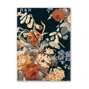 Alfombra de lana bordada abstracta Floral con mechones modernos de lujo hecha a mano directa de la India para el piso del hogar sala de estar uso al por mayor - Product Image 3