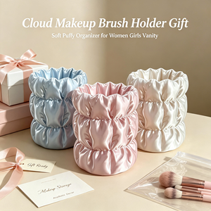 Soporte para Brochas de Maquillaje en Forma de Nube, Organizador de Cosméticos de Satén Suave y Esponjoso, Contenedor de Almacenamiento para Brochas, Lápices Labiales y Bolígrafos - Product Image 3