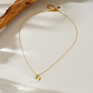 Starfish Pendant Necklace Gold Plated Chain Blue Enamel Charm Women's Fashion Jewelry Gift Yiwu Origin - Product Image 2