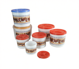 Set di Contenitori in Plastica per Conservazione, 5 Pezzi da 360ml, 600ml, 1L, 1.5L, 2.2L con Coperchio a Vite e Design Floreale per Uso in Cucina - Product Image 1