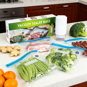 <b>Vacuum</b> Sealer <b>Bags</b> Blue Rectangle BPA Free Food Storage With USB Pump Kit For Fresh Preservation - Product Image 3