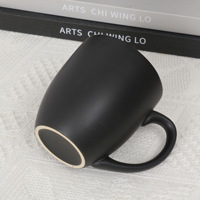 Mug à café en céramique noir mat personnalisé de 16 oz avec intérieur coloré, grande capacité, avec poignée