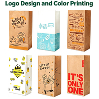 Kantong Kertas Kraft Cetak Logo Kustom yang Dapat Digunakan Kembali, Kantong Kertas Take Away Food Grade SOS