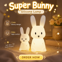 Lampe LED Super Lapin Mignon Rechargeable USB Portable pour Chambre Bébé, Veilleuse Douce, Cadeau Idéal - Meilleure Vente