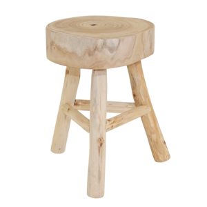Sgabello Rotondo in Legno, Poggiapiedi Decorativo per Camera da Letto e Soggiorno, Arredo d'Accento - Product Image 2