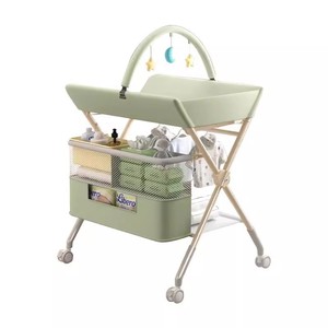 Multi-functional Foldable Baby Changing <b>Table</b> for Newborns with Adjustable Height, Massage Touch and Storage, Portable Nursery - Product Image 1