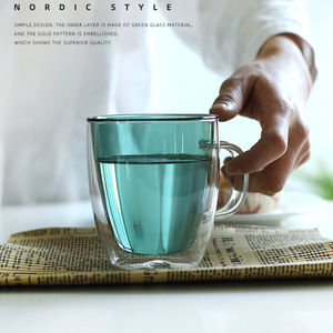 <span class=keywords><strong>Vendita</strong></span> calda tazza da caffè trasparente per uso domestico tazze da tè e caffè <span class=keywords><strong>in</strong></span> vetro colorato resistente al calore a doppia parete - Product Image 3