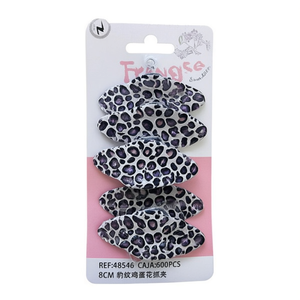 Fermaglio per capelli con stampa leopardata e fiore di frangipani da 8 cm, accessorio per donna - Product Image 2