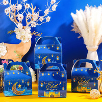 Violet Ramadan traiter Eid Mubarak coffrets cadeaux mosquée étoile lune lanterne fête faveur avec poignée en vrac sac de bonbons Eid Mubarak boîte-cadeau