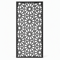 Grand panneau décoratif extérieur en aluminium découpé au laser style Art Déco, motif géométrique, noir, pour jardin, écran de séparation, clôture de protection