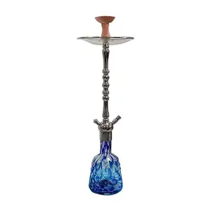 Direct Sale 65cm Exotic Hookah Set Large Single Pipe Hookah Finished Product Aluminum Ball Stem Flower Spiral Vase Glass Hookah