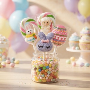Vente en gros de nouveaux produits Œuf de Pâques <span class=keywords><strong>halal</strong></span> bonbons dessin animé fruits bonbons durs sucette petit lapin en forme de fête de Pâques sucette - Product Image 1