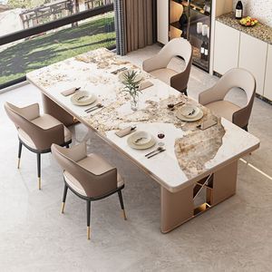 Ánh Sáng Sáng Sang Trọng Hiện Đại Bàn Ăn Và Ghế Đặt Với Rock Tấm Bền Kích Thước Nhỏ Đồ Nội Thất Nhà FR-050 Quảng Đông - Product Image 2