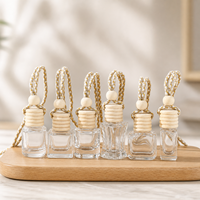 Diffuseurs d'huiles essentielles en verre suspendus avec bouchons en bois, parfum longue durée, sans alcool, pour désodorisant de voiture